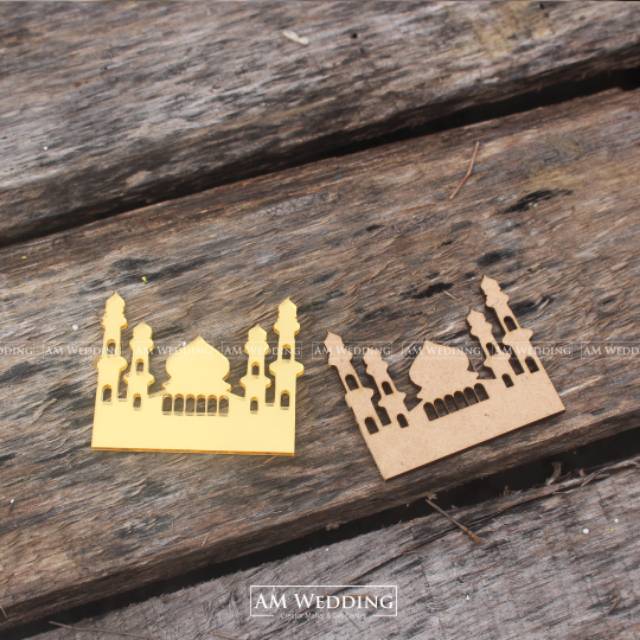 Masjid mini acrilic bahan mahar  chipboard masjid Akrilik Mirrror hiasa mahar/scrabbook