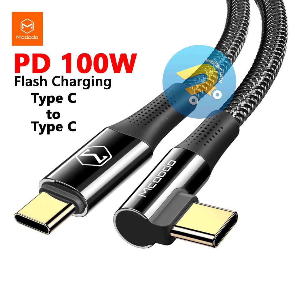 MCDODO Kabel Charger Type C To Type C Gaming Series Fast Charging (GEN 2) 90 derajat / Kabel Type C