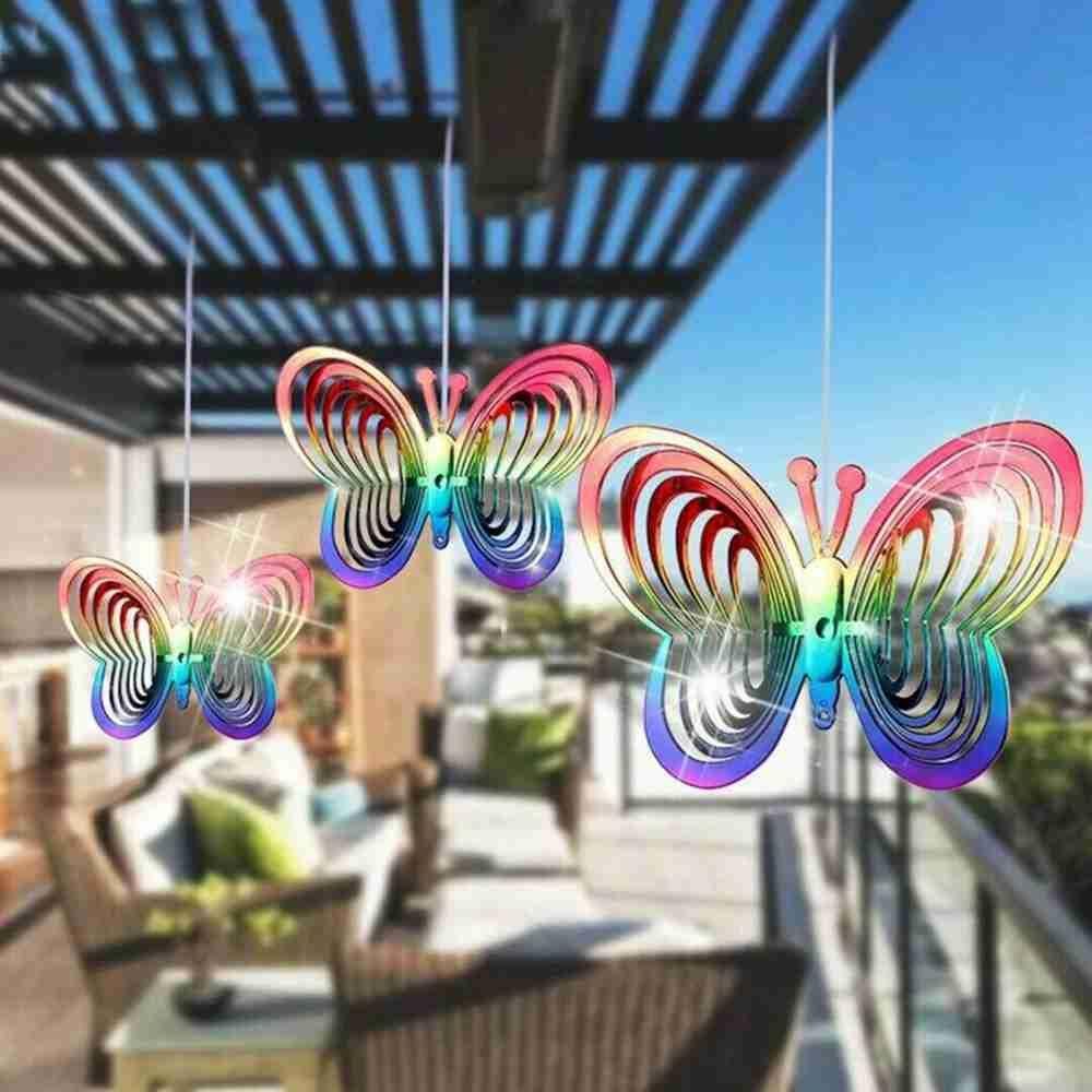 Populer 2PCS Butterfly Wind Spinner Dekorasi Halaman 3D Dekorasi Taman Wind Chime