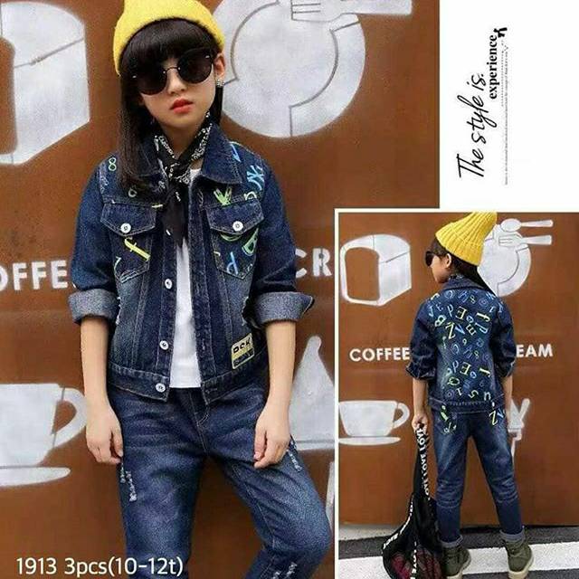 Setelan jaket celana jeans anak