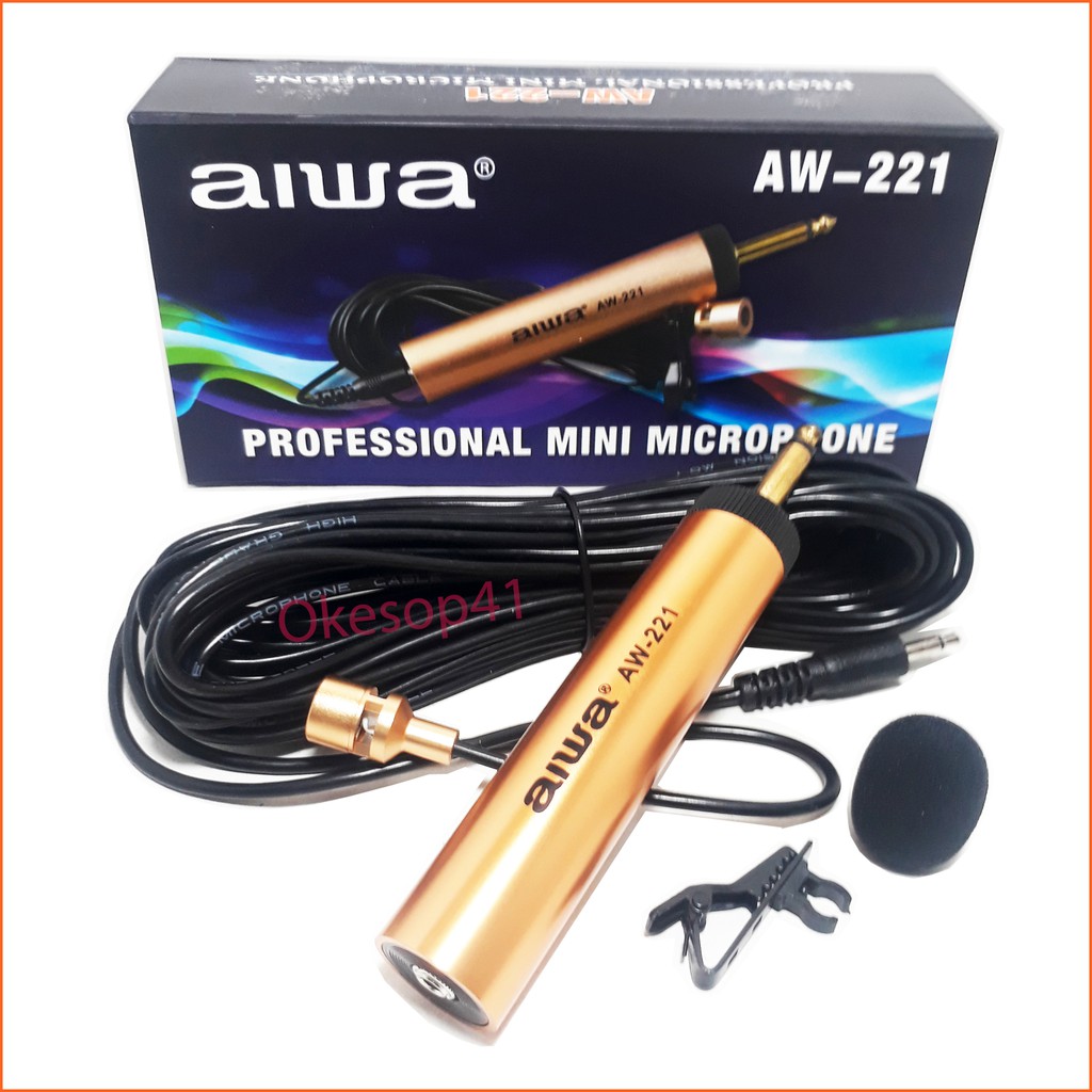 Aiwa Microphone Clip On AW-221 Mic Jepit Mic Imam Kabel