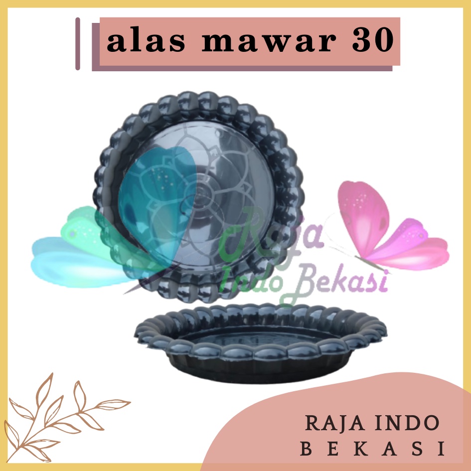 Tatakan Pot Alas Mawar 30 Putih Hitam - Tatakan Pot Bunga 30cm Hitam Putih Tatakan Pot Tawon Pirus Gentong 30 32cm