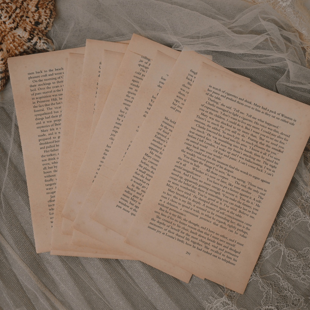 

[10 pcs] Old Novel Paper untuk Jurnal Scrapbook by Starrynight