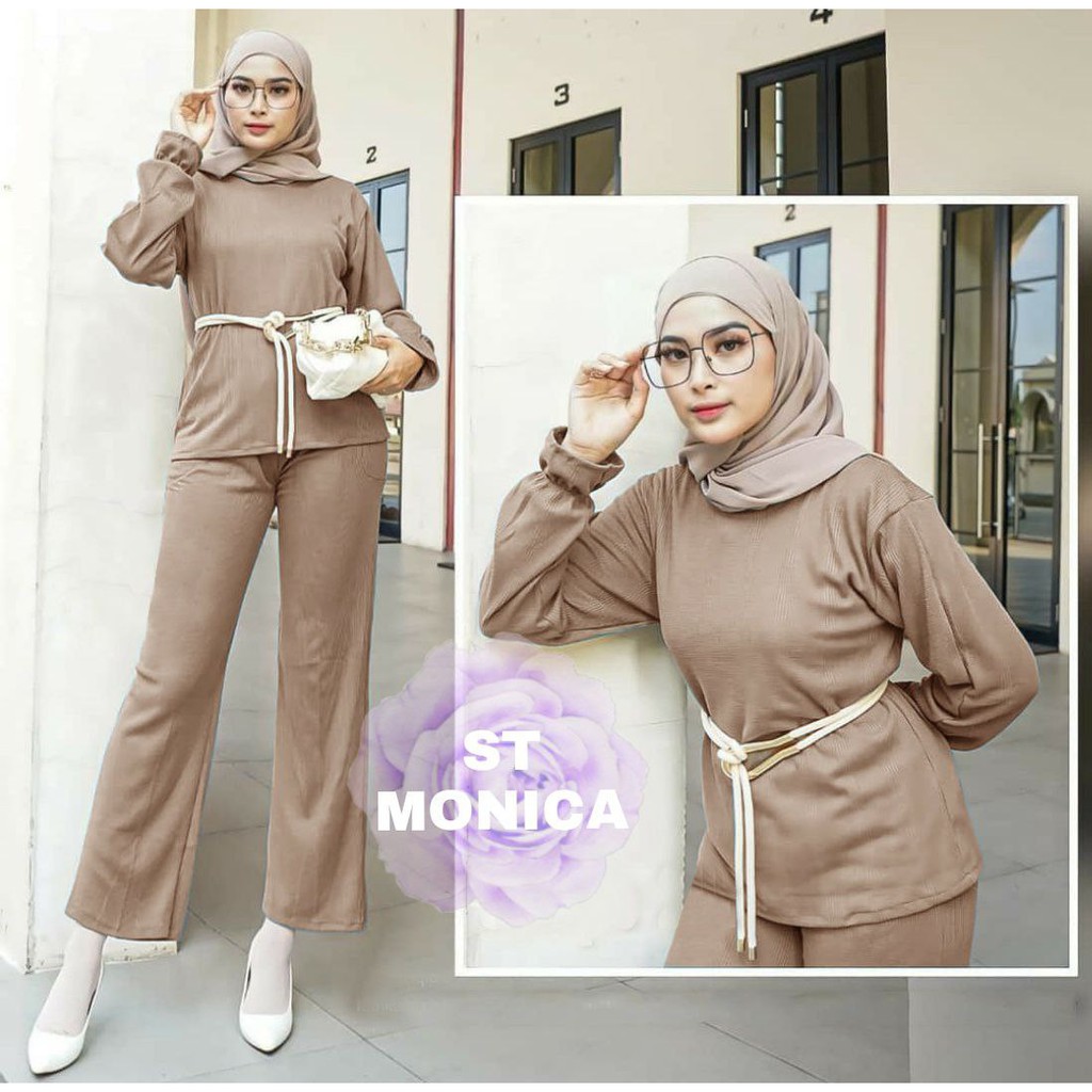 SET MONICA FASHION WANITA / SETELAN BAJU CELANA KASUAL / KANTOR / GOOD QUALITY