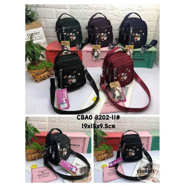 Tas selempang chibao 8202 bordir bunga