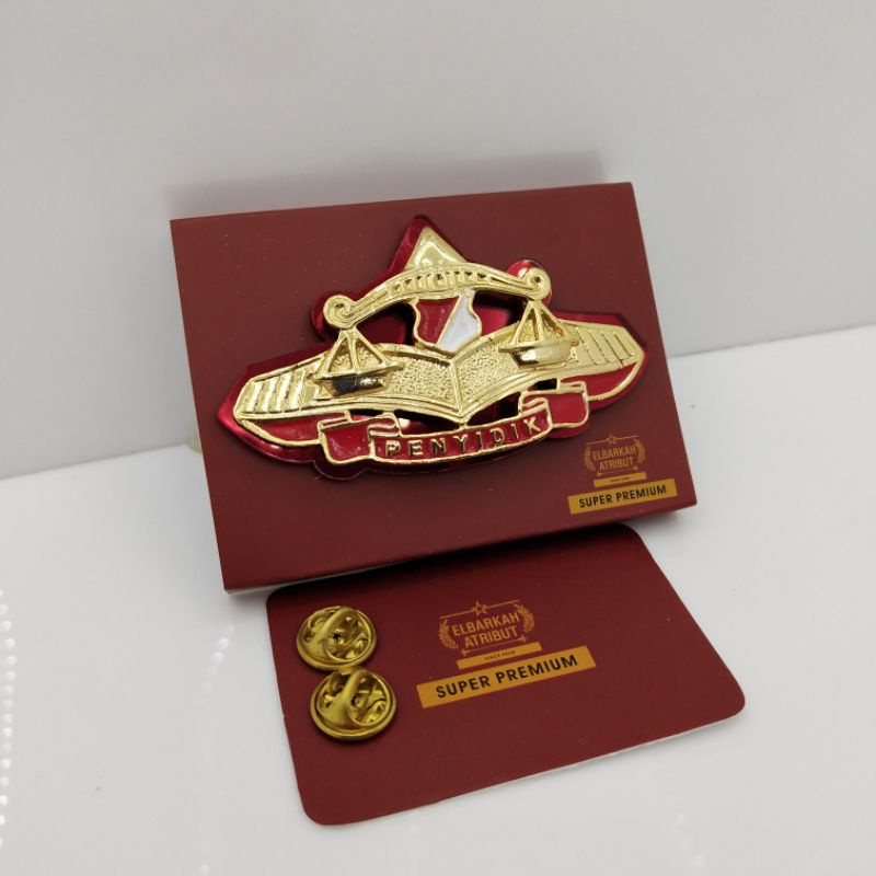 PIN PENYIDIK PEMBANTU AKRILIK MERAH GOLD PLATED SUPER PREMIUM