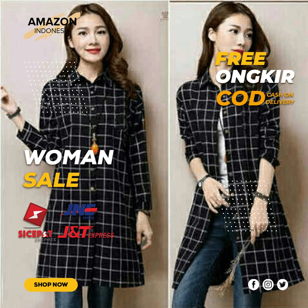 TUNIK WANITA TUNIK CEWEK BAHAN KATUN IMPORT TUNIK BLACK TUNIK MOTIF KOTAK TUNIK HITAM TUNIK MURAH