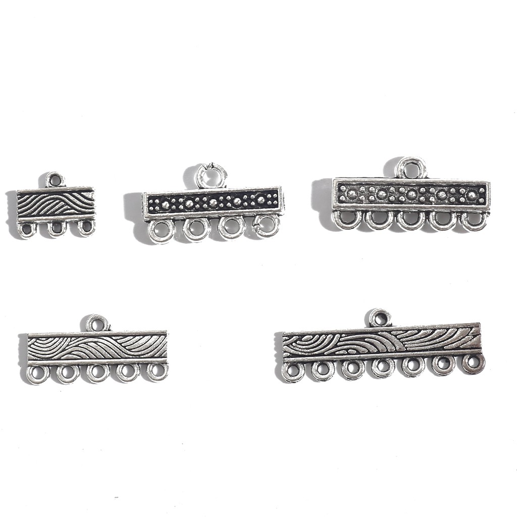 10 PCS/Lot Charms Antique Silver Color 10-30mm with 3-7holes Connector Charms Pendants For Tassel Earrings Jewelry Making