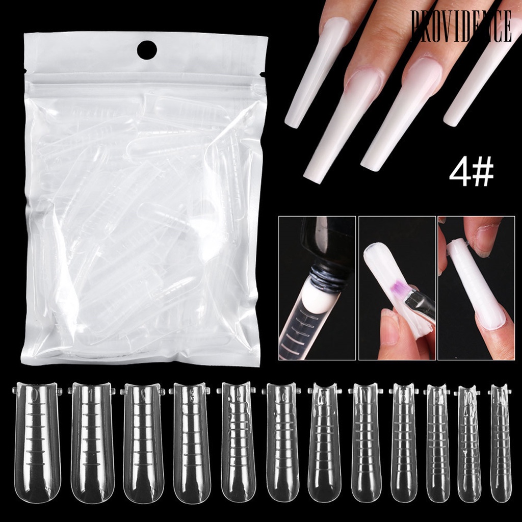 Providence 120Pcs/Set Graduated Artificial Nail Tips Extend Nails Transparent Extending Transparent Quick Building Nail Mold Tips for Manicure