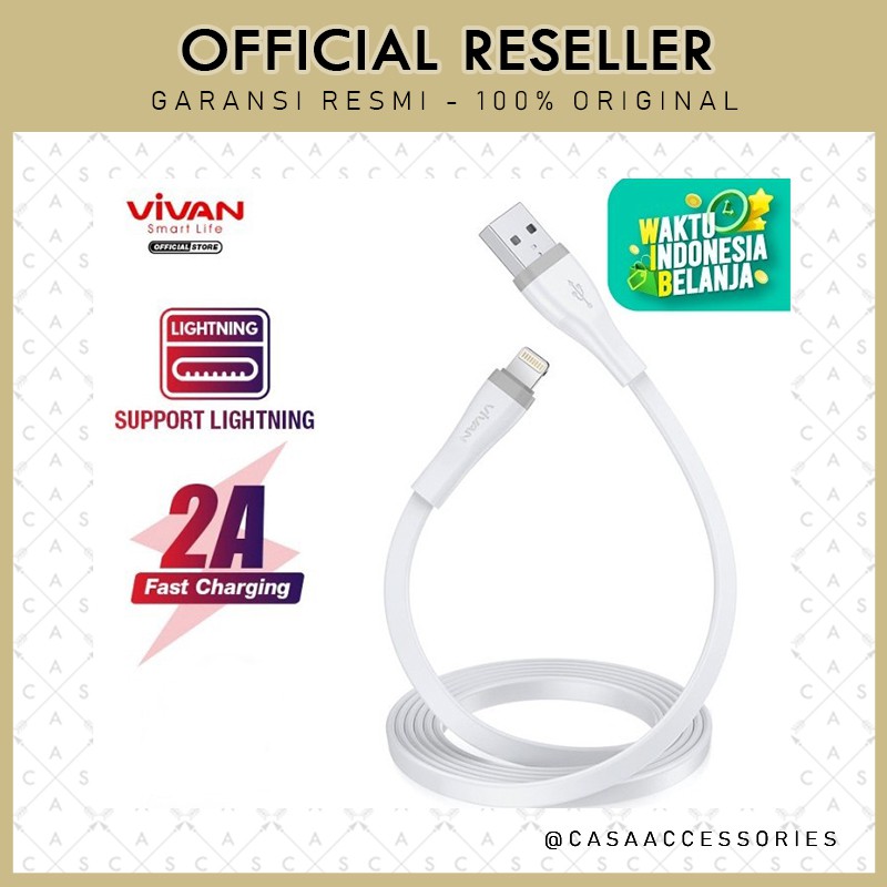 Vivan SL100S 1meter M Kabel Data Cable iPhone Lightning Fast Charging 2A