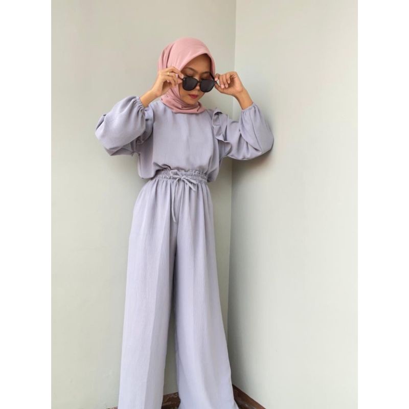 TBTAzkia RUBI SET/ RUBI SET CRINCLE /SETELAN KULOT KRINKEL/OOTD KEKINIAN/ SETELAN WANITA TERBARU-3
