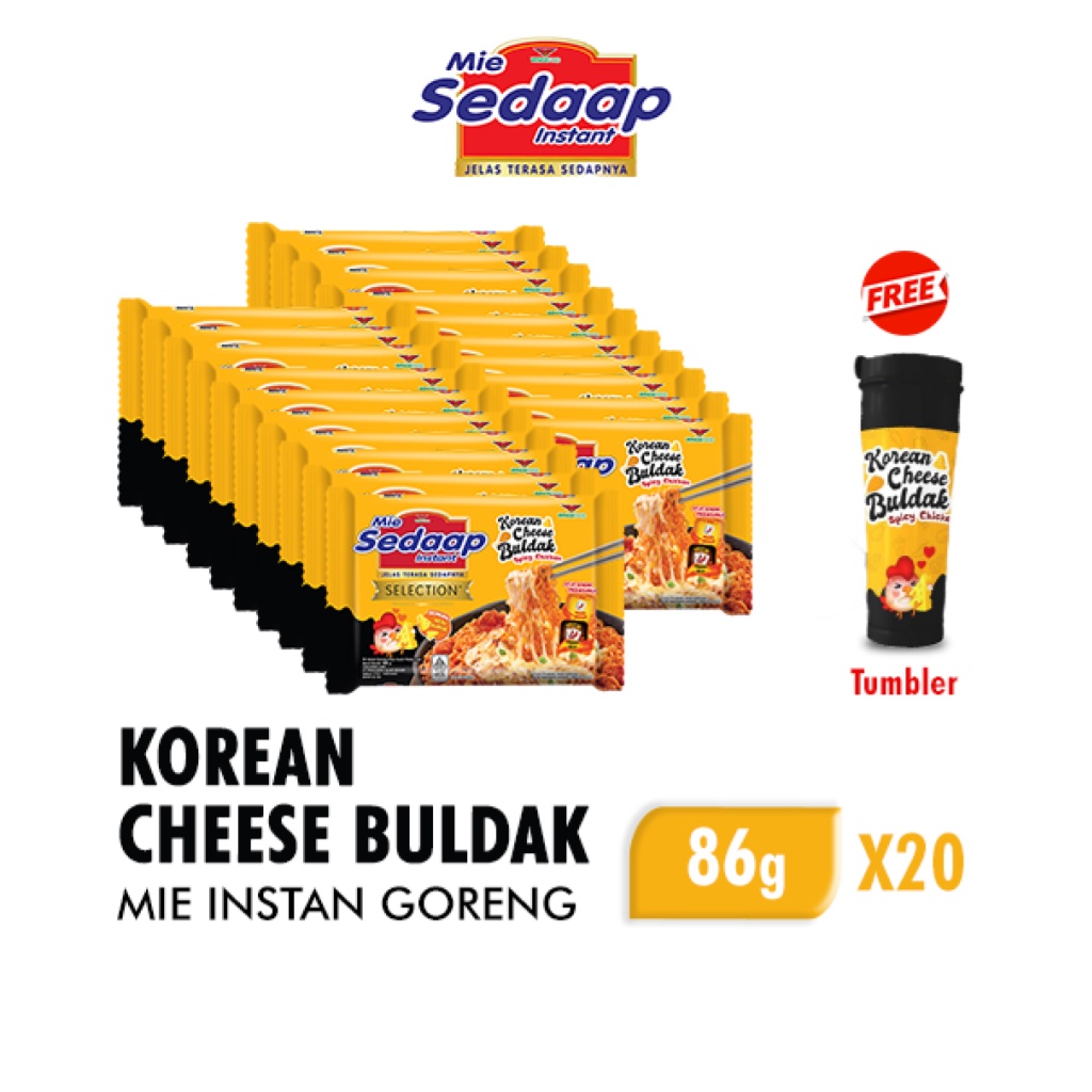 

Mie Sedaap Korean Cheese Buldak 86 gr x20 Free Tumbler