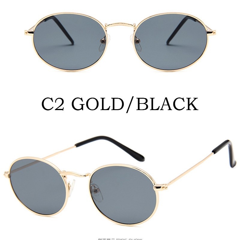 (YUZHU) RB3547 Retro Gaya Oval Kacamata Hitam Wanita/Pria Small Sunglasses