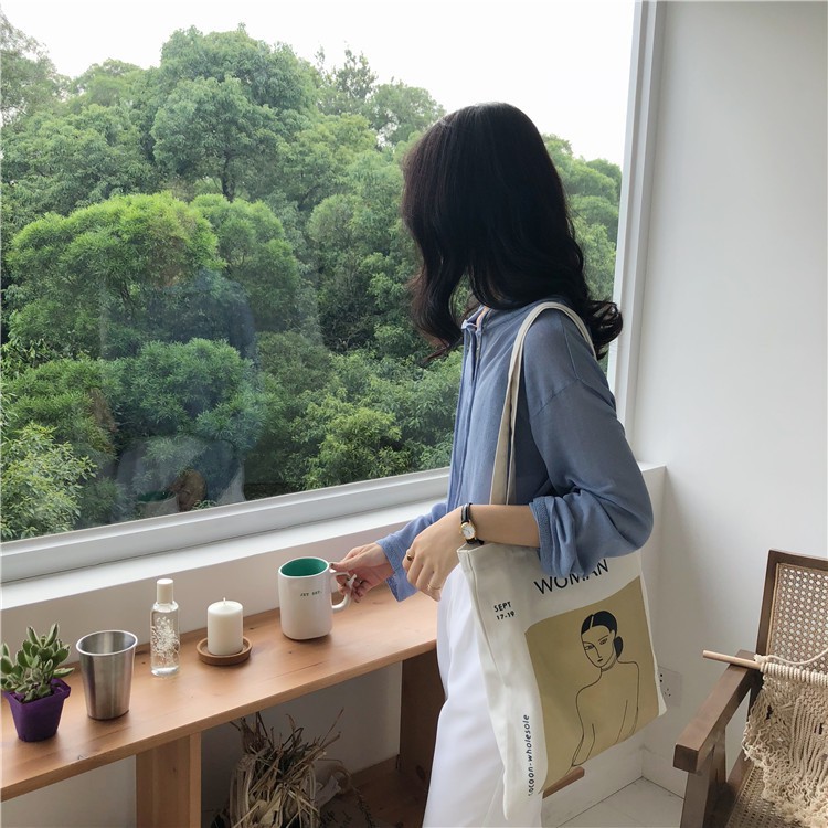 TC-49 tas kanvas canvas wanita tote bag import jepang korea high quality