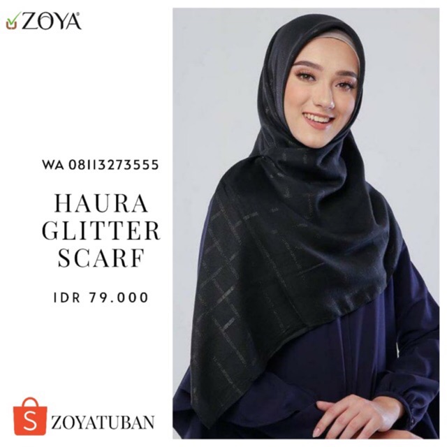 Zoya Scarf Haura Glitter Kerudung Segiempat