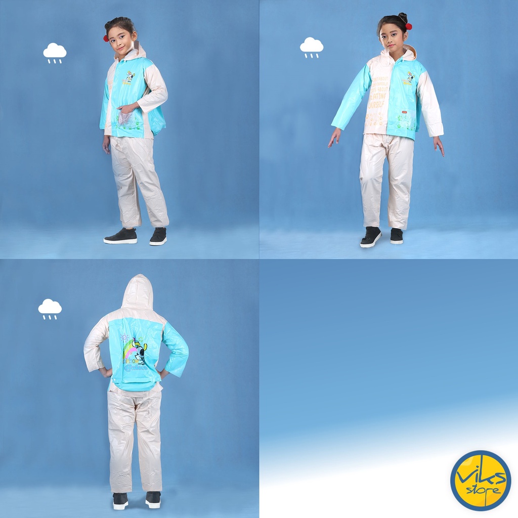 Jas Hujan Anak Kecil Anti Air Kuat Anti Tembus Bahan PVC Karet Untuk Sekolah Sepedah Bermain Motor