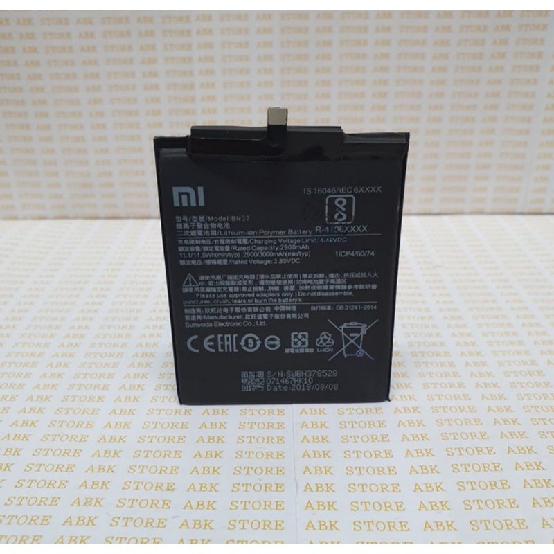 BATTERY BATRE BATRAI BATERAI XIAOMI REDMI 6 / REDMI 6A BN37 BATT ORIGINAL