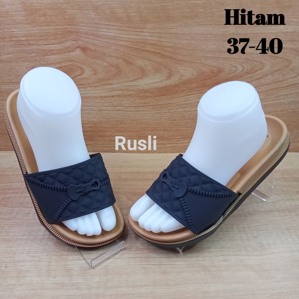 (COD) Selop Jelly Wedges Wanita Motif Resleting Balance 1968 S2