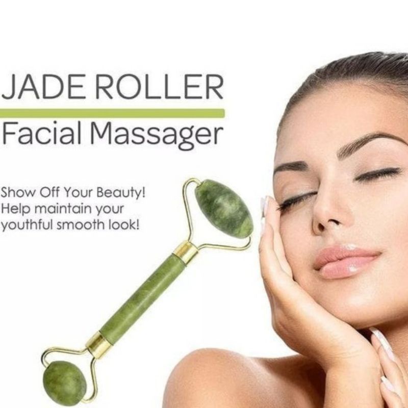 roller jade alat pijat 2 sisi facial wajah batu giok anti aging