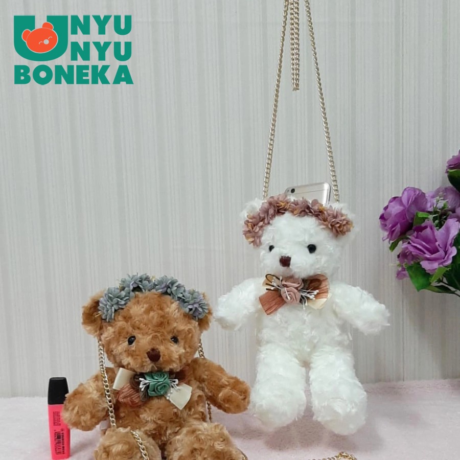 Tas Slempang Teddy Bear size 30cm/Bear/animal/dompet/souvenir/hadiah