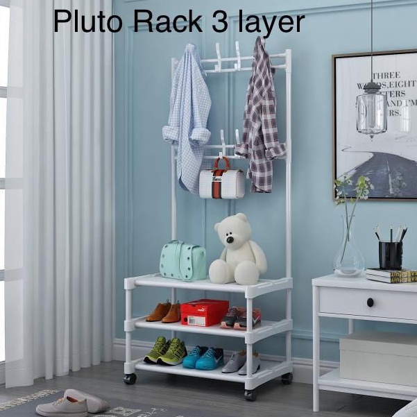 SHENAR PLUTO RACK 3 LAYER RAK GANTUNGAN SERBAGUNA RODA / RAK GANTUNG PENYIMPANAN ADA RODA