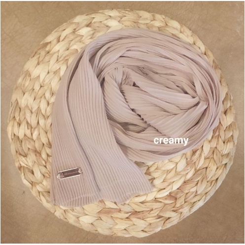 Pashmina plisket FULL ceruty armany (GROSIR) /Pashmina plisket ceruty bebydoll premium/hijab premium-cream