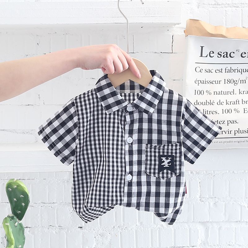 BABYLOVANTA- Atasan kemeja lucu baby impor premium 0-5 Tahun baju baby impor korean Motif Kotak Hitam &amp; Merah YZ