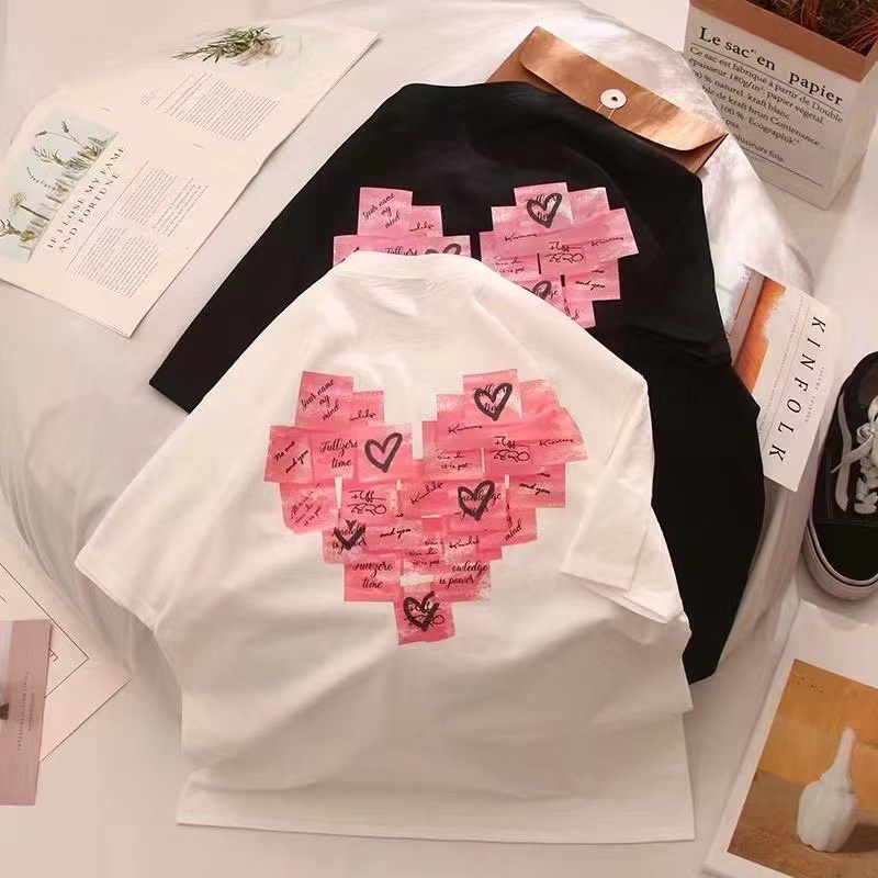 [✅BISA COD] #Sisjuly# Wanita baru katun longgar wanita lengan pendek T-shirt musim panas merek fashion plus ukuran pasanga