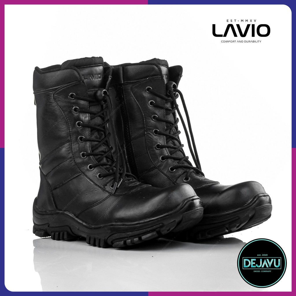 Sepatu PDL TNI Polri Kulit Asli Safety Boots Ujung Besi Original Lavio Bloods untuk PDH Satpam
