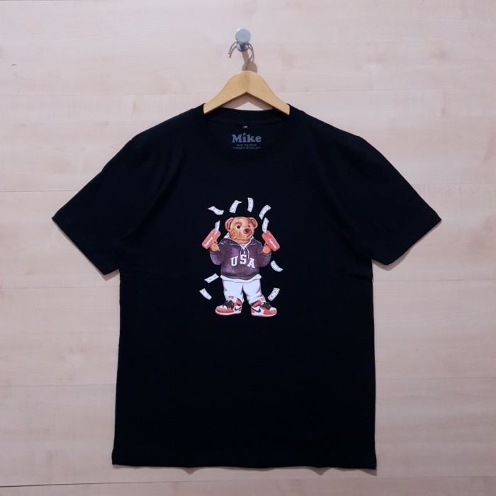 KAOS T SHIRT GUCCI MIKE THE BEAR WITH SUPREME GUN TEE BLACK - M