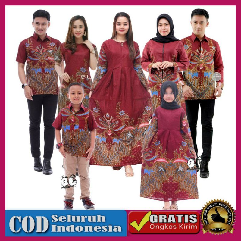motif mahkota abang bju batik couple keluarga seragam gamis blouse anak putri hem kemeja tunik dress