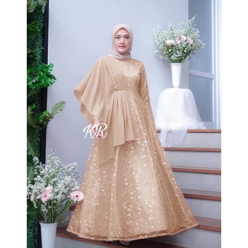 Baju Gamis Wanita Remaja Modern Terbaru 2022 Maxy Rizqiana Brukat Model Elegan Tren Kekinian Kondang