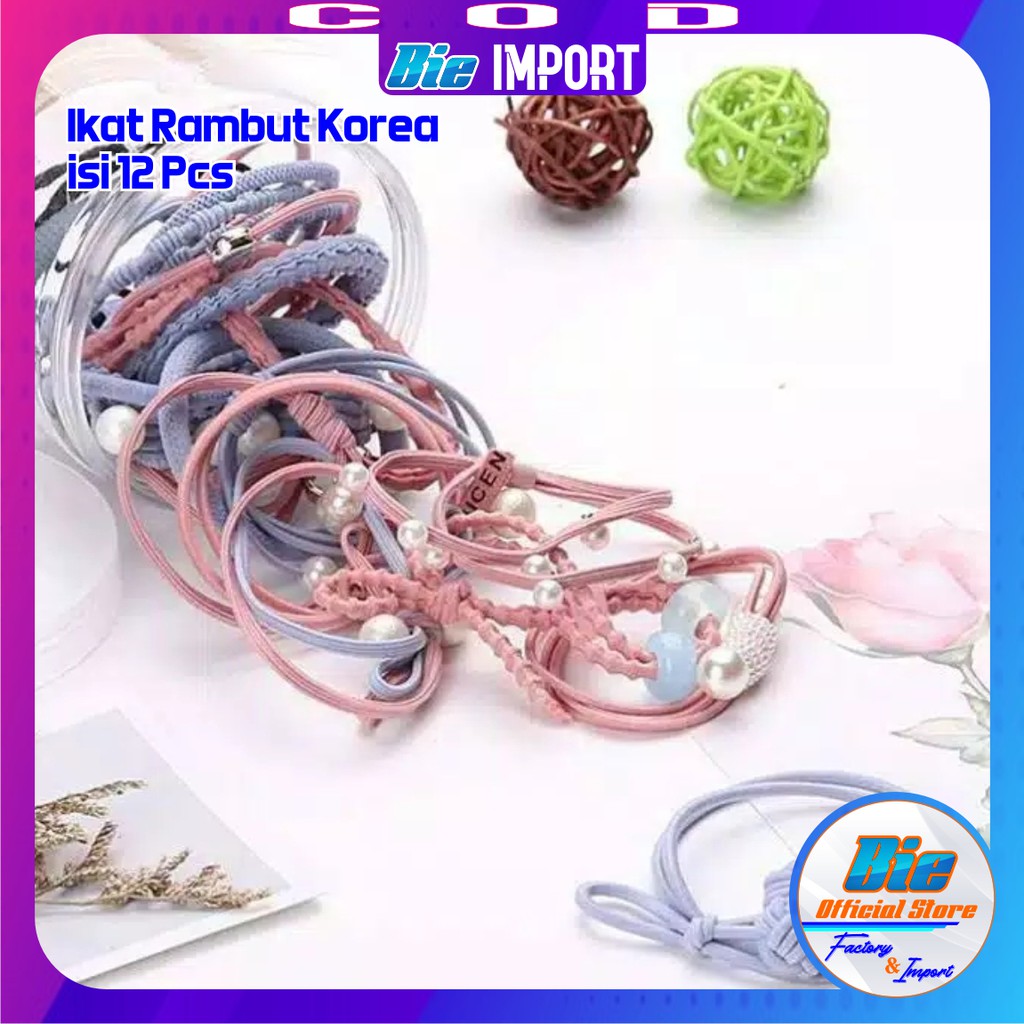 Ikat rambut Korea Set isi 12 Pcs Korean Style Impor Best Seller