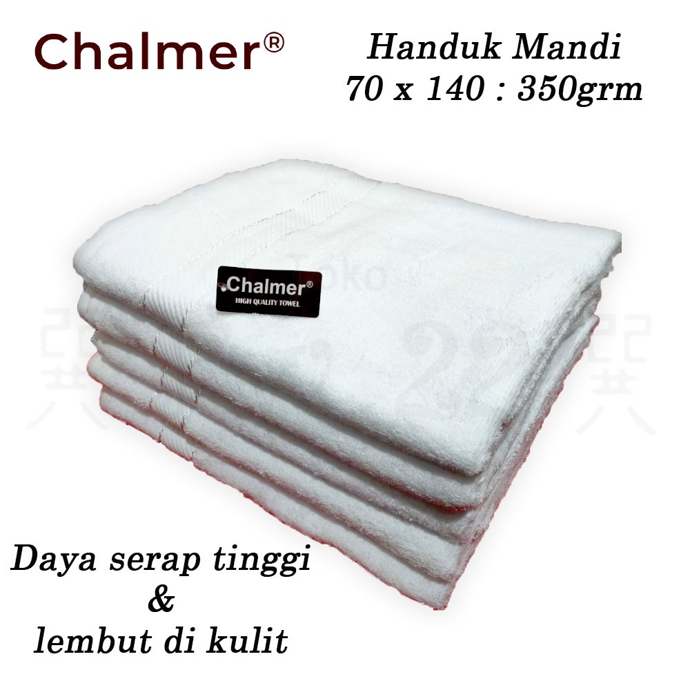 Handuk Mandi Chalmer Terry Ukuran Besar 70 x 140cm Berbahan Katun Combed yang Cepat Menyerap