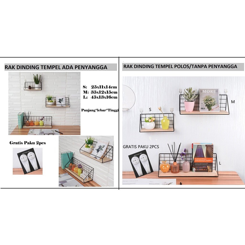 Rak Gantung Dinding Minimalis Tempel HITAM &amp; PUTIH- Hanging Organizer Rack