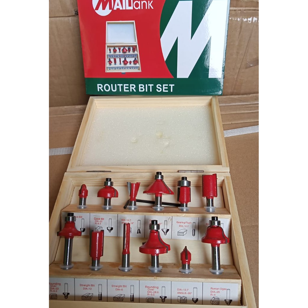 Mata router/Router Bit Set 12 Pcs - Mata Profil Set Mata Trimmer Set 12 pcs/PROMO Router Bit Set 12 Pcs - Mata Profil Set Mata Trimmer Set 12 pcs/Mata Profil Set/Mata Trimmer Set 12 pcs accessories /Mata router