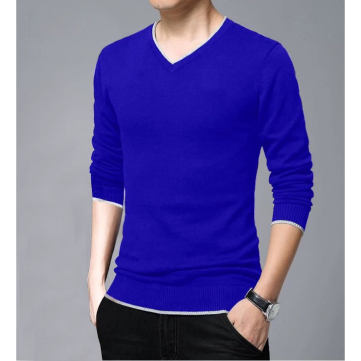 COD/DS/BAJU SWEATER  VNECK POLOS  ( M-L )