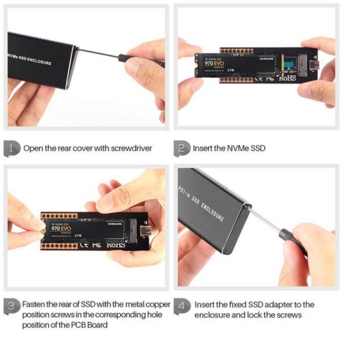 Gaintech Casing SSD M.2 NVME USB 3.1 To PCIE NVME Enclosure