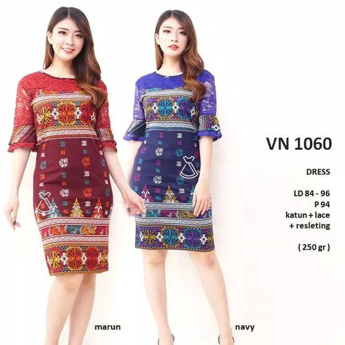 Bw4 Dress Batik Wanita Big Size Dress Batik Modern Jumbo Terbaru Virza