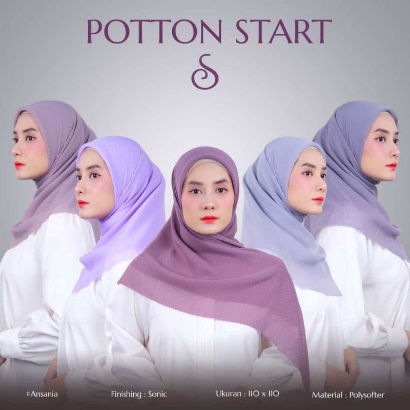 jilbab segiempat potton star laser cutting/potton star laser cut/jilbab segiempat potton star premium series