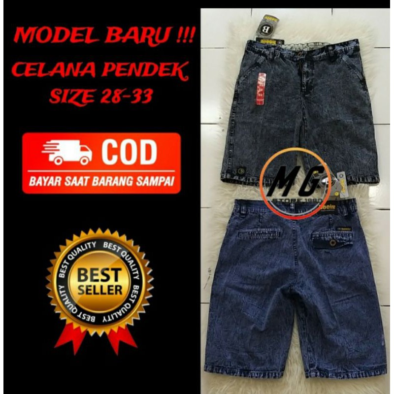 CELANA PENDEK FASHION BARU JEANS PRIA LAKI LAKI HITAM SNOW