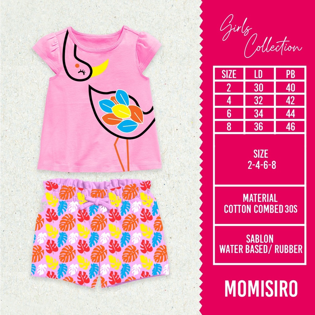 SETELAN ANAK PEREMPUAN PENDEK MOTIF GIRLY USIA 1-8 TAHUN