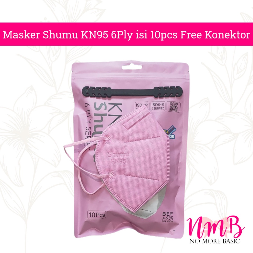 Masker KN95 SHUMU 6ply isi 10 FREE Konektor Protective Mask Kemenkes Warna Premium