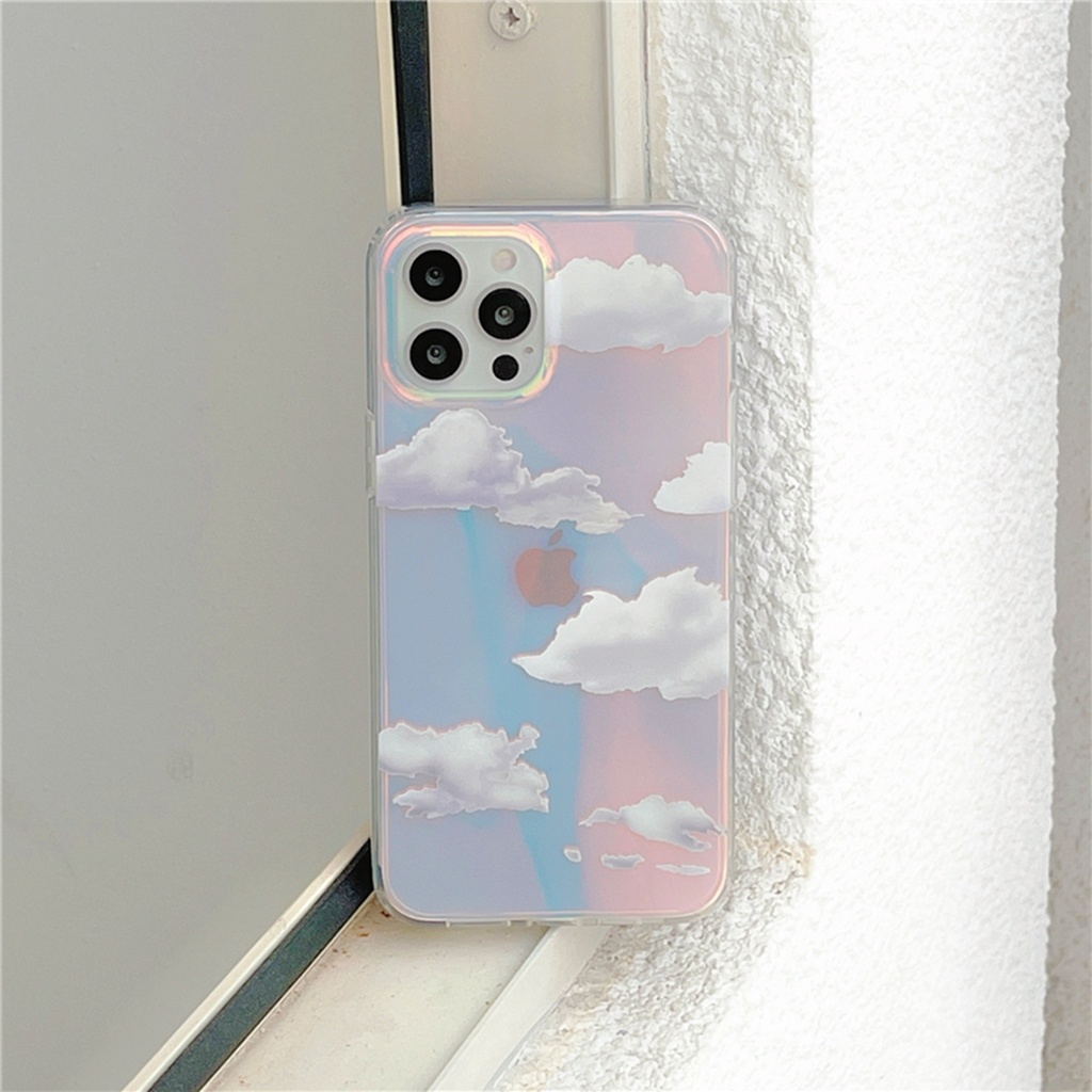 Rainbow Gradient Cloud Phone Case for IPhone 11 12 Pro Max IPhone XS MAX XR X 7+ I8 PLUS SE 2020 transparent hard back cover Casing iPhone