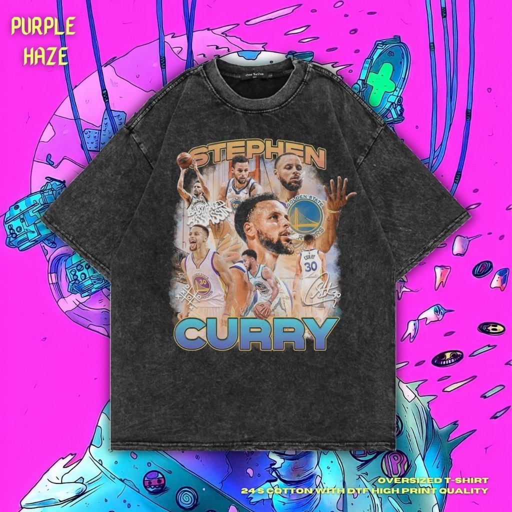 Jual Purple Haze Stephen Curry Oversized T Shirt Stone Wash Kaos Stephen Curry Kaos