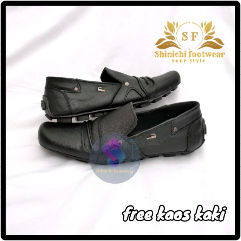 Sepatu Pantofel Pria Crocodile Shinichi Molo Kasual Formal Kulit Asli Pesta Keren Trendy Nyaman Ring