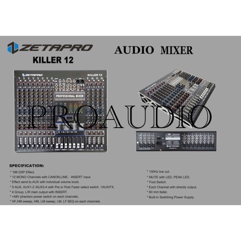 Mixer Zetapro Killer-12 Original 12 Channel 199 DSP Effect Killer12