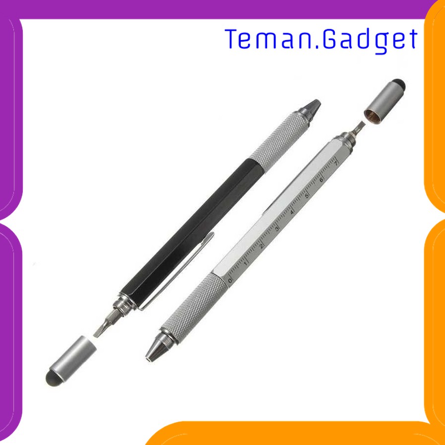 TG-AT017 TAFFWARE PENA MULTIFUNGSI STYLUS + PENGGARIS + LEVEL + OBENG