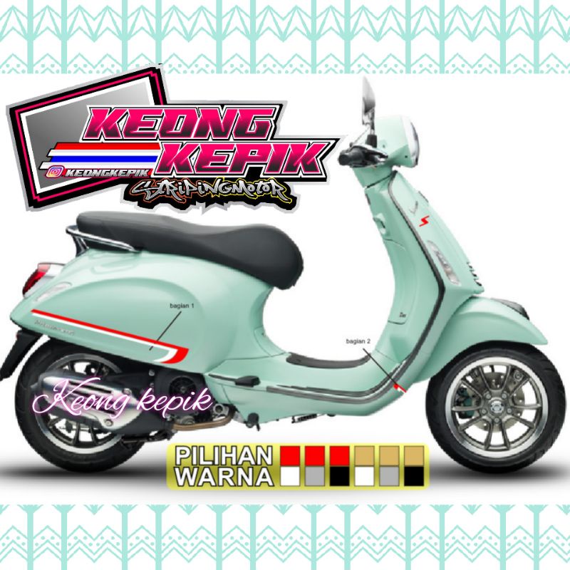 STRIPING STIKER STICKER LIS VARIASI MOTOR VESPA MATIC CUTTING CUSTOM CENTANG