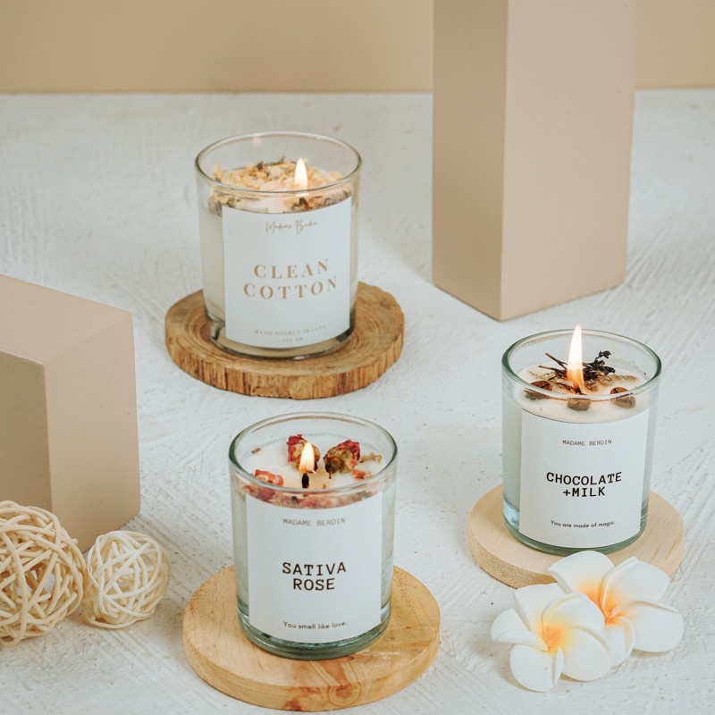 Lilin Aromaterapi Premium - Scented Candle - Dried Flower - Lilin Wangi - Souvenir Hampers Wedding Pernikahan Hadiah Kado | christmas Candle Lilin Natal